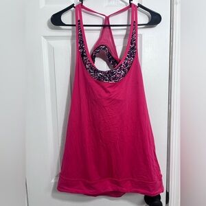 Lululemon pink Flowy Open Racerback Built In Bra Athletic Tank Top size 10